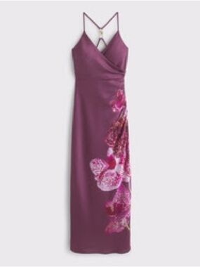 Abercrombie & Fitch orchid satin dress with gold metal back accessory